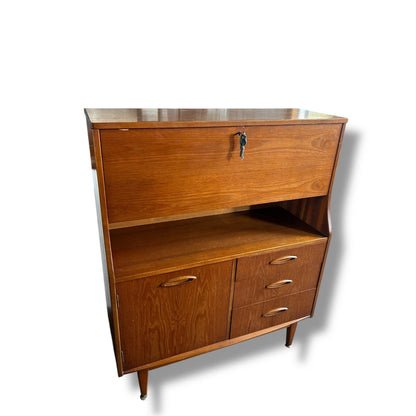 Vintage Mid-Century Jentique Teak Bureau Writing Desk Cabinet