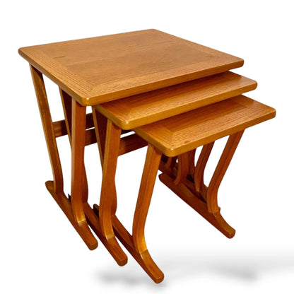 Nathan Teak Nest of 3 Tables | Mid-Century Modern Vintage Nesting Coffee Tables