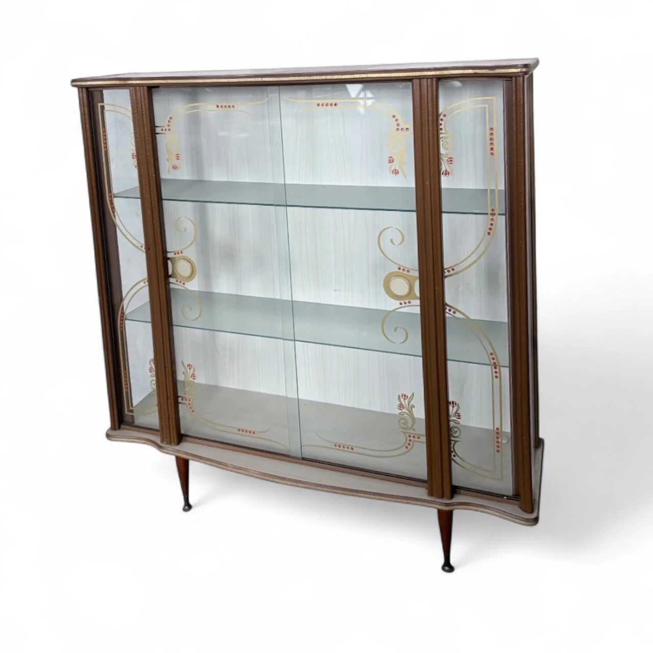 Formica Drinks Display Cabinet | Mid-Century Curved Glass Cocktail Bar