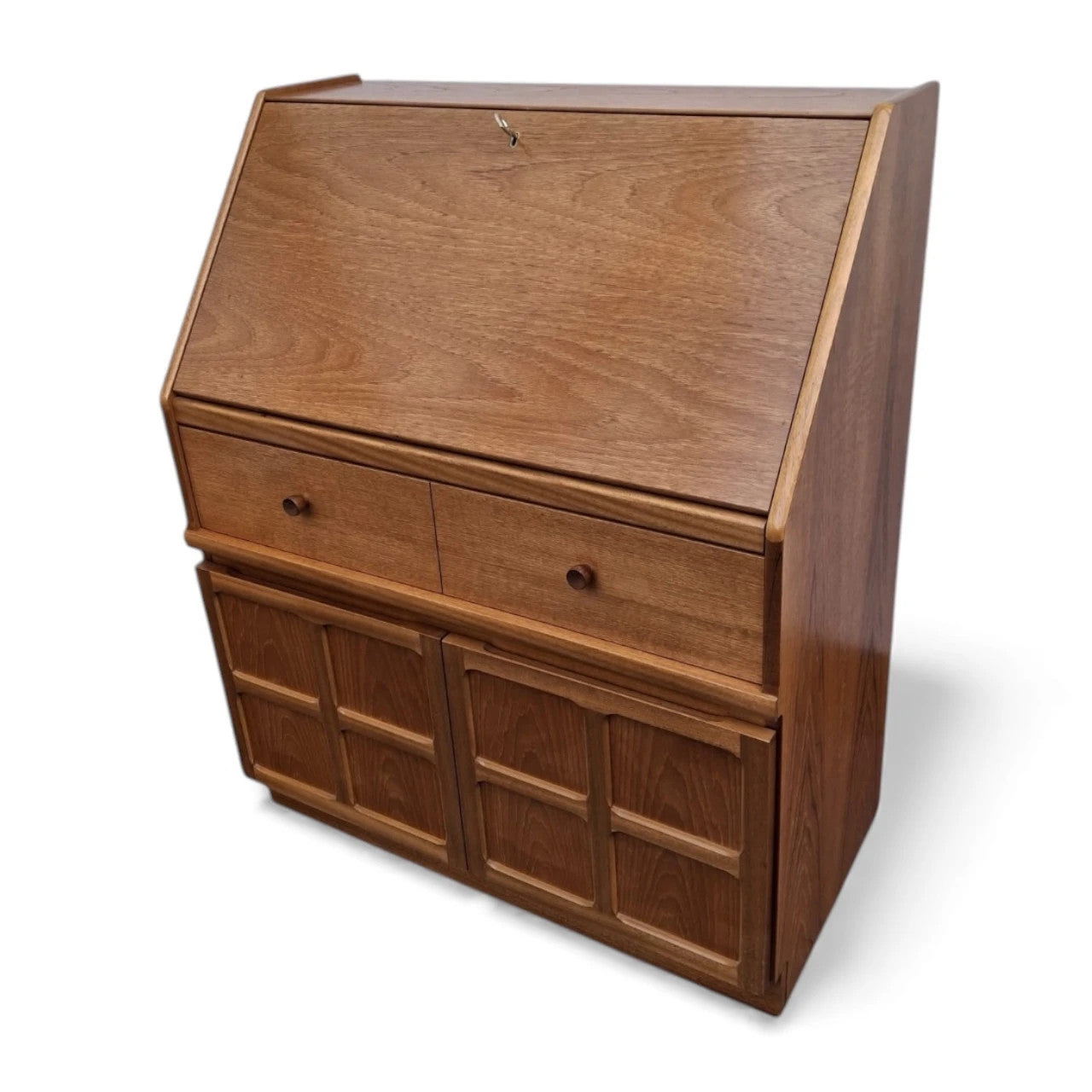 Teak Writing Bureau – Mid Century Desk | Drop Front Vintage Teak Desk