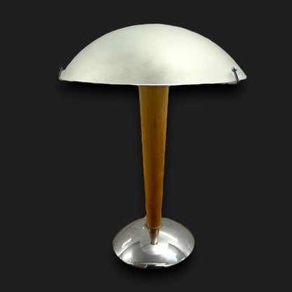 Vintage 90s Ikea Kvintol Teak and Chrome Table Lamp