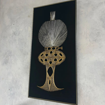 Mid century string art oil lamp