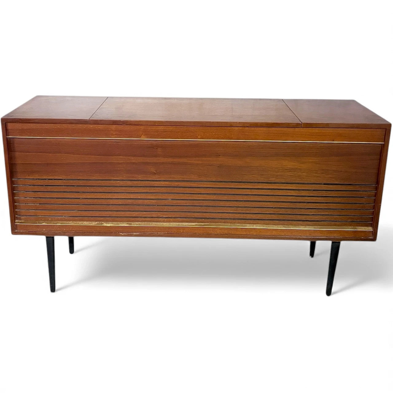 Mid-Century Record Player | Vintage Radiogram with Teak Veneer Cabinet & Integrated Radio