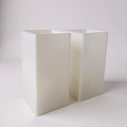 Vintage Pair of Ice Cube Ikea Grono Frosted Glass Table Lamps
