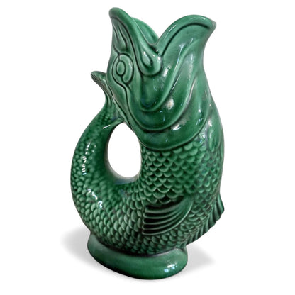 Vintage Green Glug Jug – Fish Shaped Ceramic Gurgle Jug