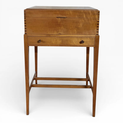 Mid Century Storage Table - Lift Top Utility Side Table with Drawer