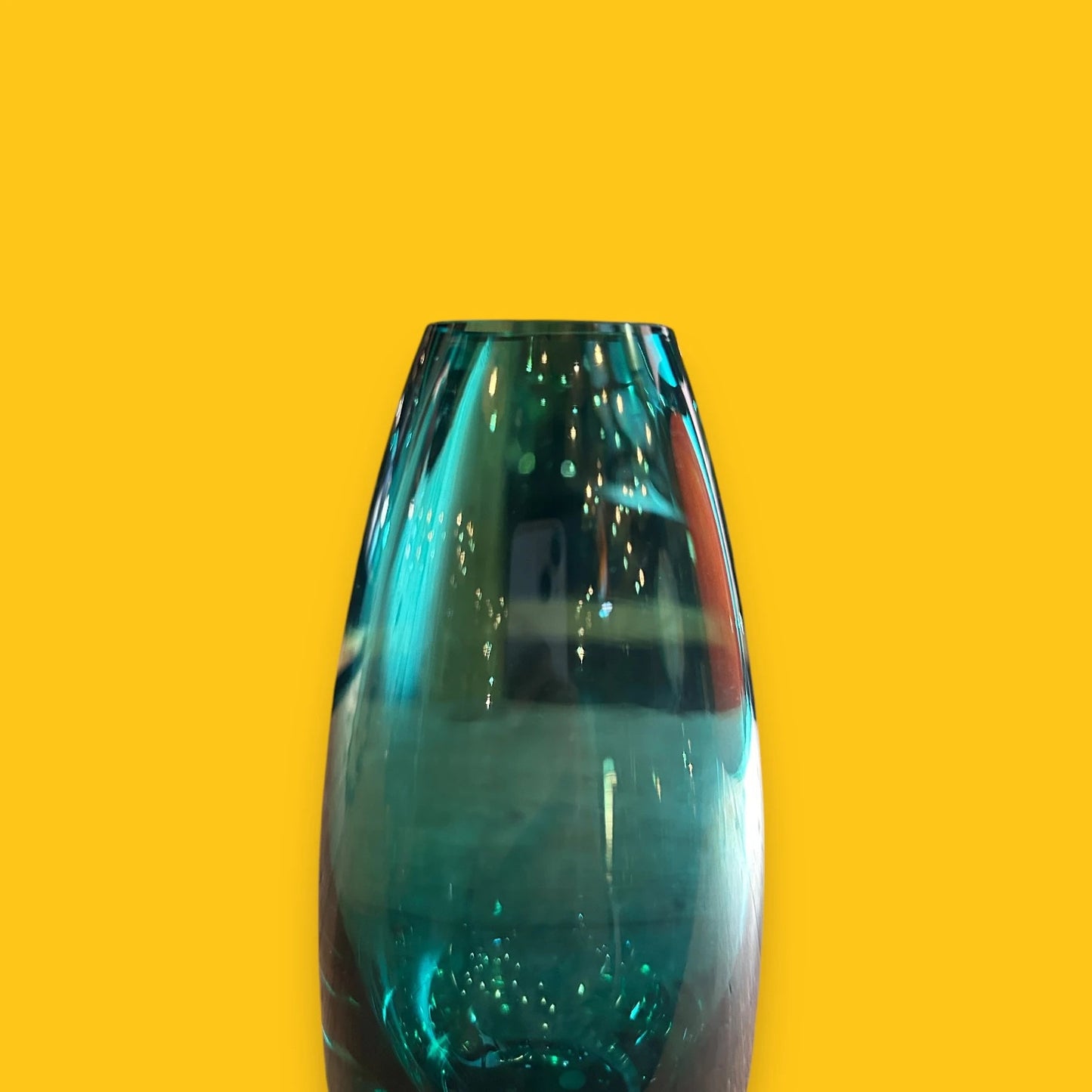 Mid Century Finnish Turquoise Glass Vase