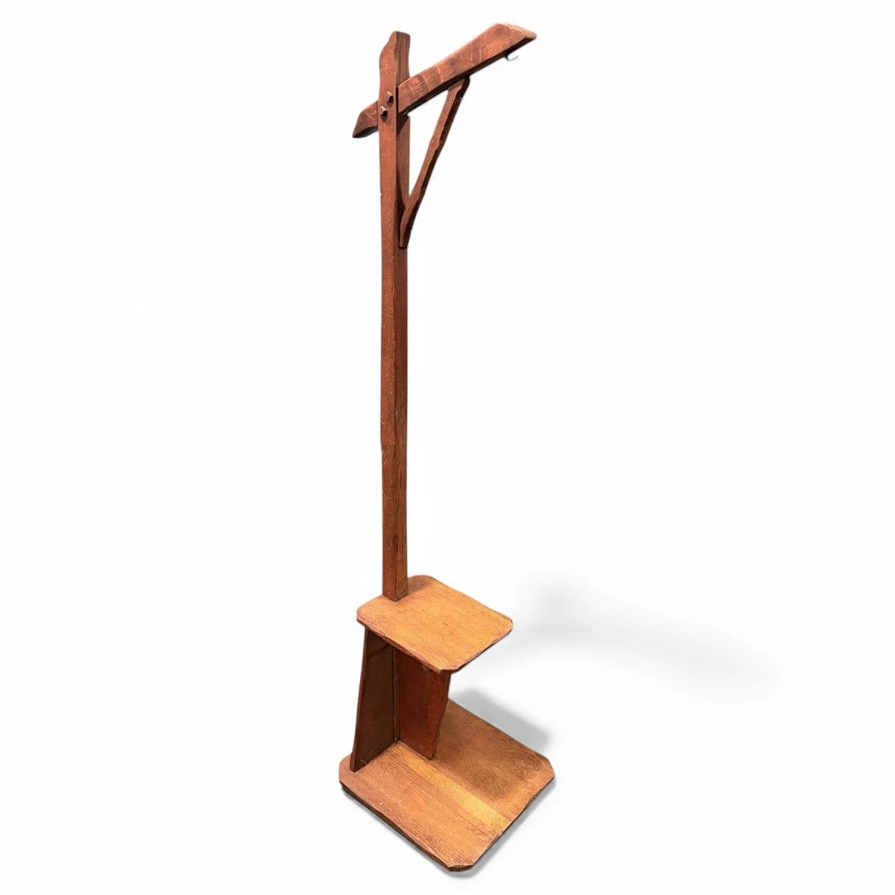 Arts Crafts Floor Lamp - Solid Oak with Integrated Side Shelf | Vintage Lighting