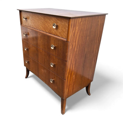 Mid-Century Chest Drawers – Vintage Dresser with Walnut & Bird’s Eye Maple Veneer