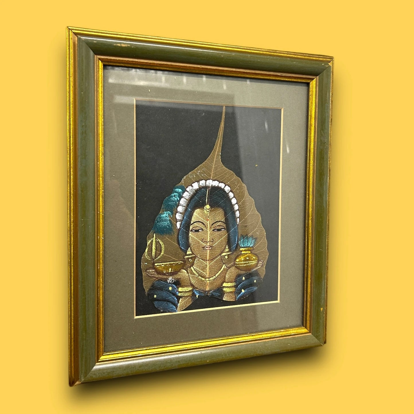 Vintage Indian Art Leaf Painting Frame