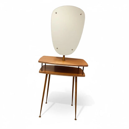 Mid Century Vanity Table – Space Age Dressing Table With Sculptural Mirror & Formica