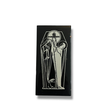 Mid Century Modern Religious Enamel Plaque | Abstract Crucifixion Scene