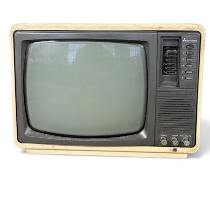 Vintage Mitsubishi Portable Television – 1970s CRT TV, Untested, Film/Display Prop