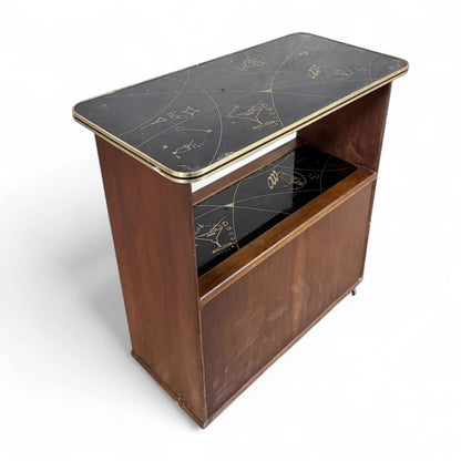 Italian Mid-Century Drinks Bar Trolley | Formica & Teak Cocktail Cabinet