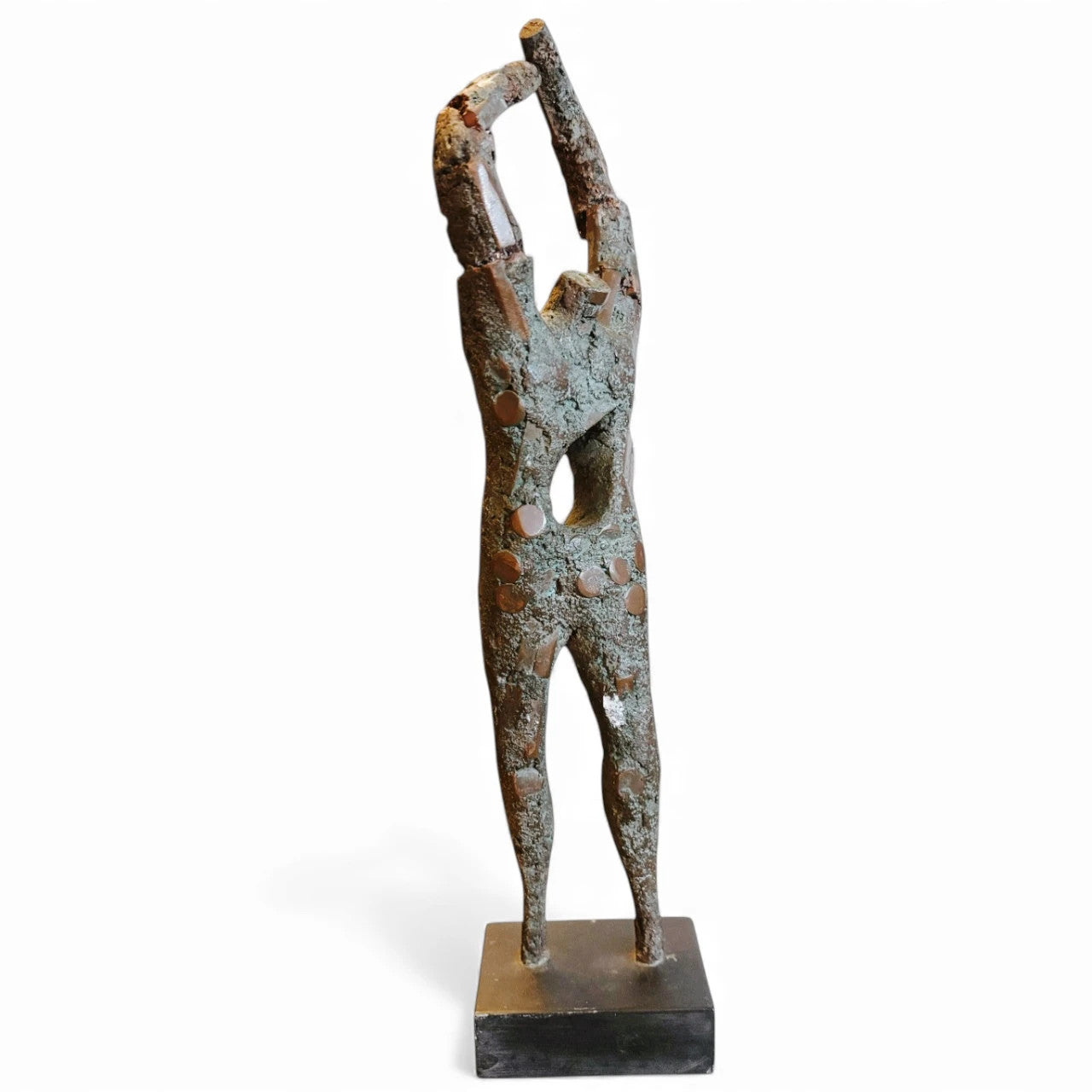 Abstract Oxidised Copper Sculpture – Mid-Century Modern Brutalist Figure