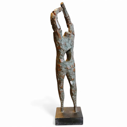 Abstract Oxidised Copper Sculpture – Mid-Century Modern Brutalist Figure