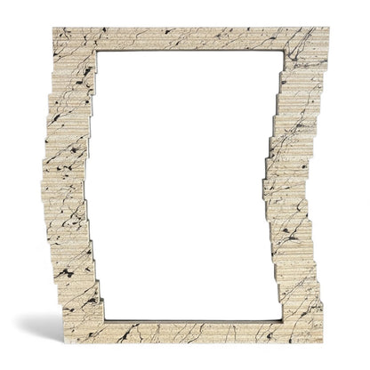 Textured Wall Mirror – Vintage Modernist Sculptural Frame | Neutral Tone Statement Piece