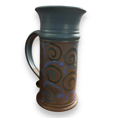 Mid century pair of blue tankard vases