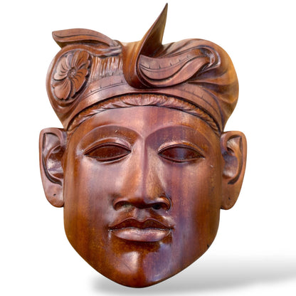 Vintage Indonesian Hand-Carved Wooden Wall Mask – Tribal Folk Art