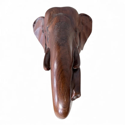 Vintage Hand-Carved Elephant Wall Sculpture – Ebonised Hardwood