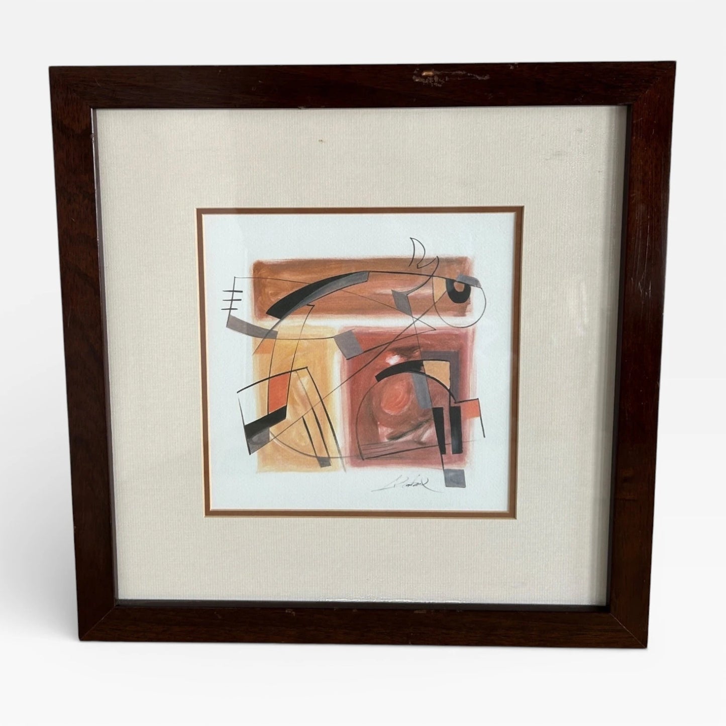 Alfred Gockel Artwork – Signed Abstract Art Print | Dark Wood Frame & Neutral Mount