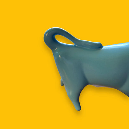 Mid Century Pale Blue Bull Sculpture