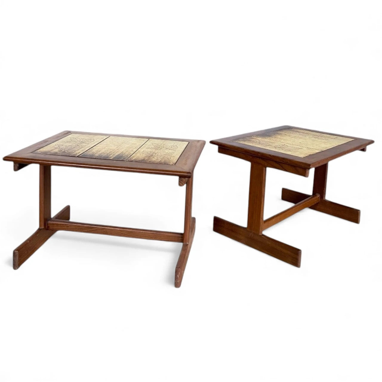 Pair of Vintage Mid-Century Teak & Tile Bedside Tables