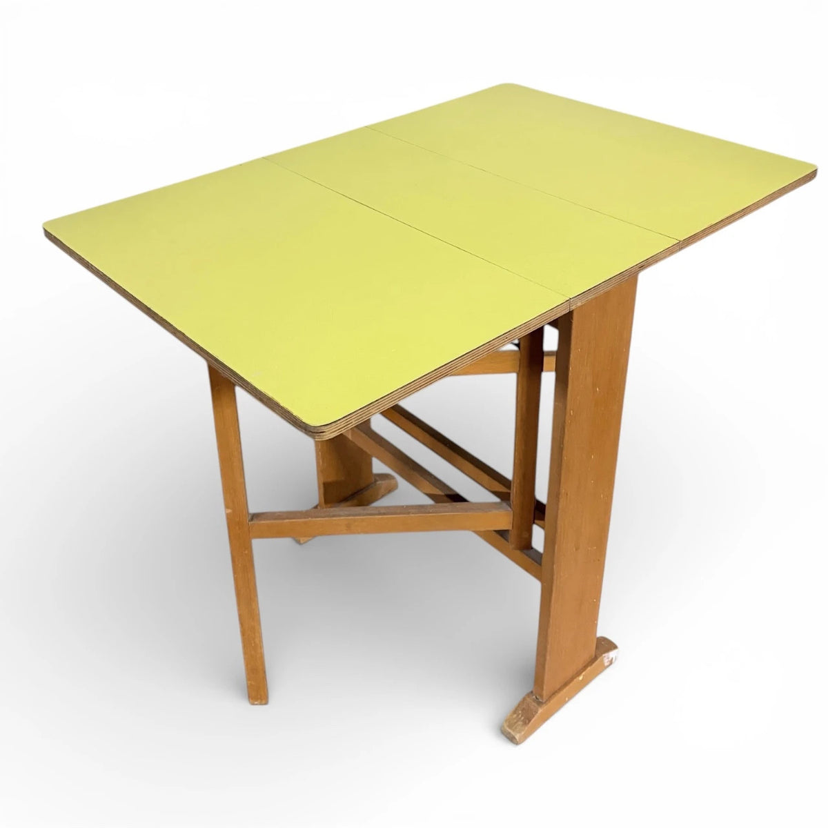 Vintage Drop-Leaf Table - Yellow Formica Top | Compact Mid-Century Kitchen Dining