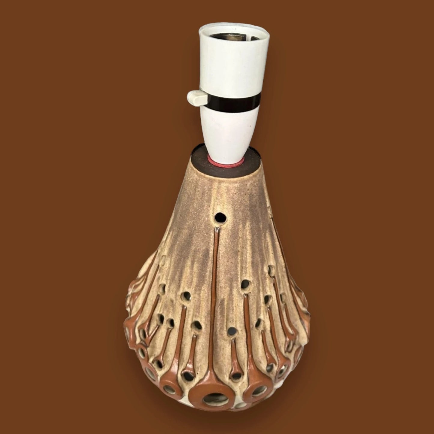 Vintage 1970s Shelf Pottery Volcano Brutalist Lamp