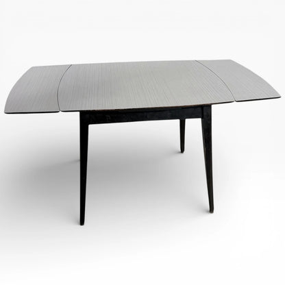 Extendable Dining Table – White Formica Top with Black Legs | Mid-Century Vintage Design