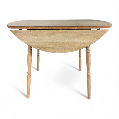 Vintage Pine-Effect Drop-Leaf Table – Compact Dinette Dining Table with Turned Legs