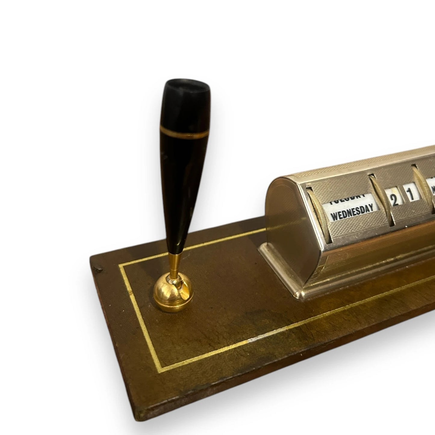 Mid Century Brass Perpetual Desk Calendar