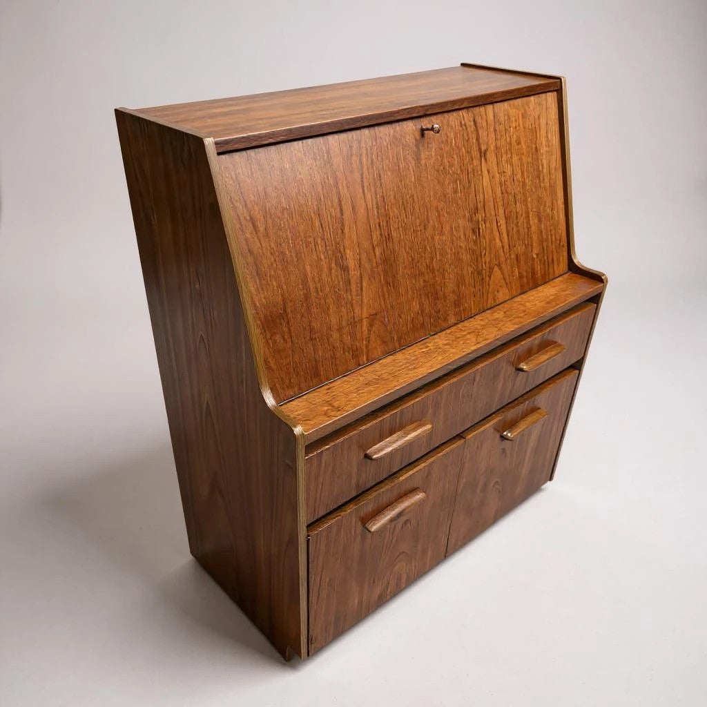 Mid Century Modern Teak Bureau Desk – Likely Austinsuite