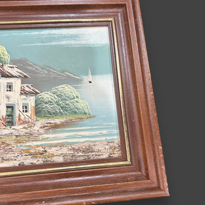 Vintage 1970s Mediterranean Nature Scene Art Painting