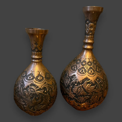 Vintage 1950s Persian Copper Set of Vases
