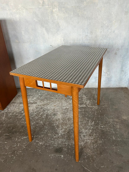 Mid Century Modern Checkered Formica Top Kitchen Dining Table