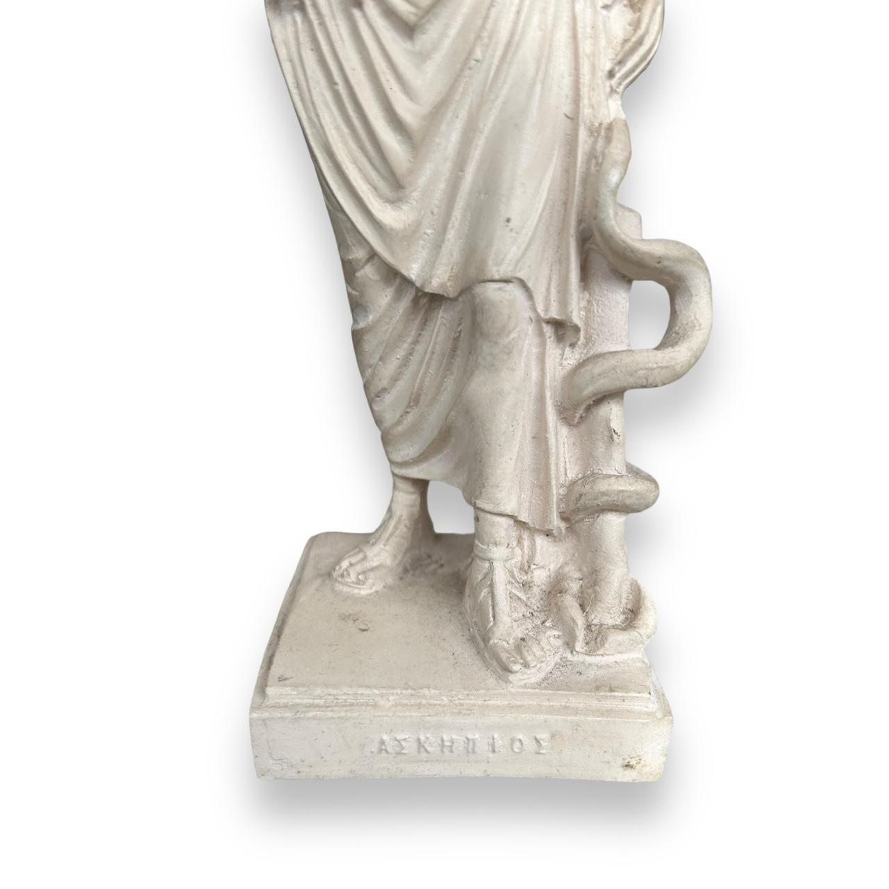 Vintage Art Sculpture Alabaster Statue Greek God of Medicine Asclepius Figure
