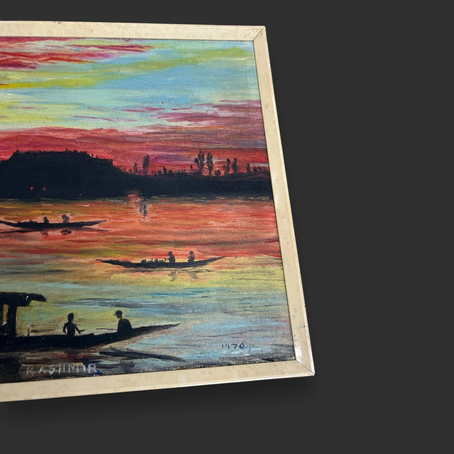 Vintage 1970 Kashmir oil painting