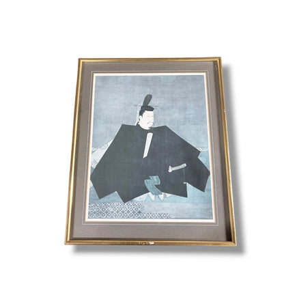 Vintage Japanese Art Print – First Shogun Portrait | Framed Gold-Toned Wall Art