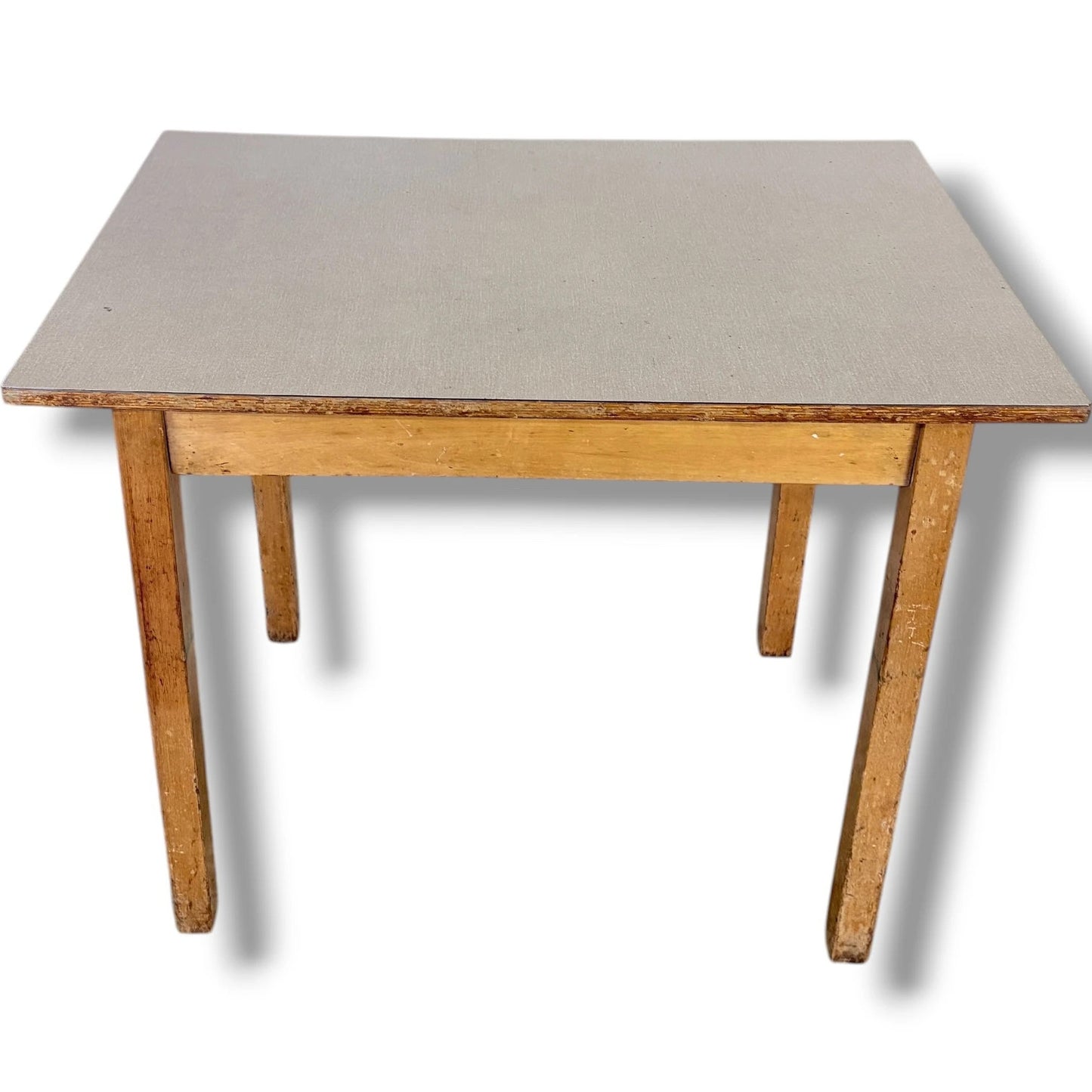 Mid Century Dining Table - Vintage Taupe Formica Top | Solid Wooden Legs