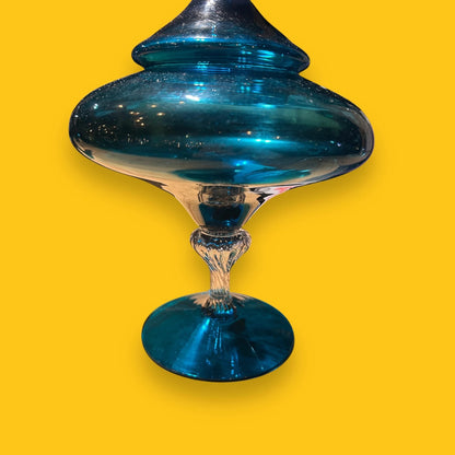 Mid century Italian empoli blue glass jar