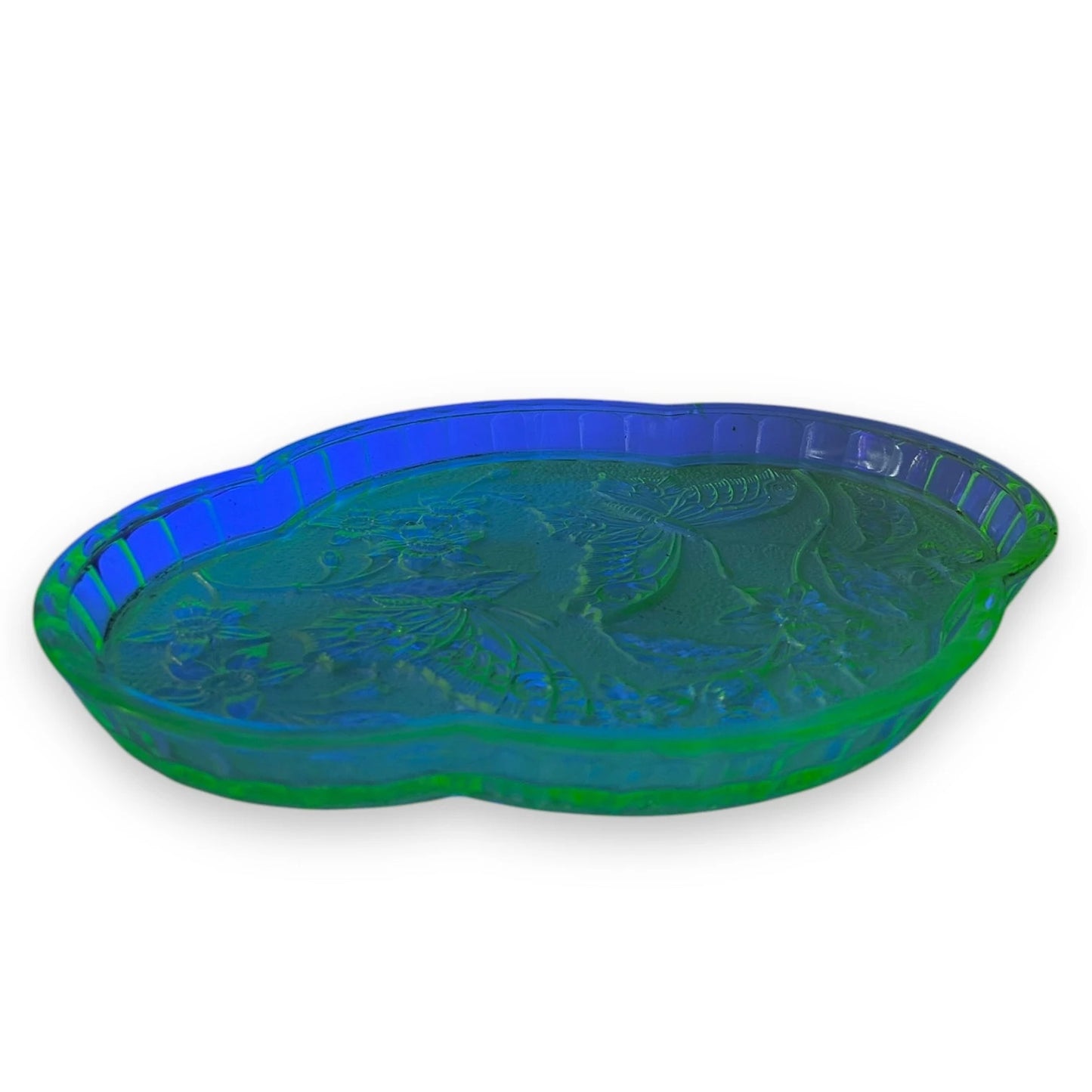 Vintage 1930s Uranium Goass Butterfly Vanity Tray