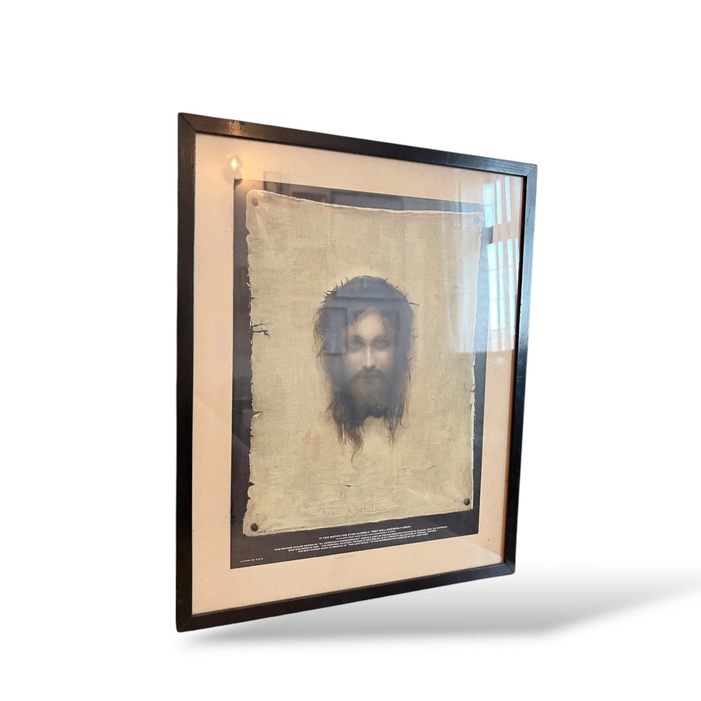 Framed “Head of Christ” Print on Linen – After Gabriel Cornelius von Max