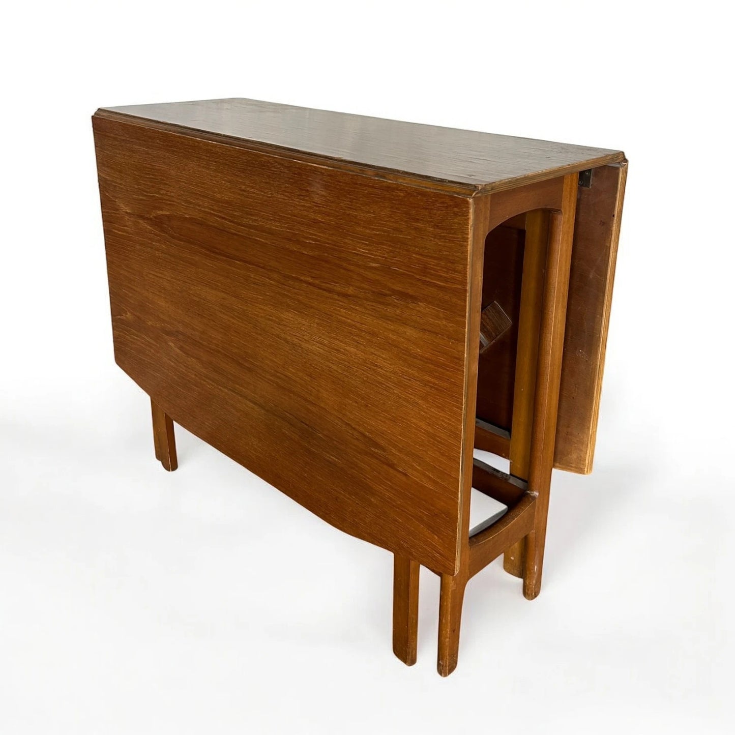 Mid Century Modern Teak Wood Drop Leaf Extending Dining Table
