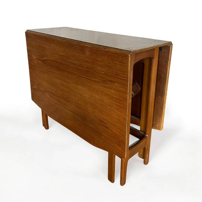 Mid Century Modern Teak Wood Drop Leaf Extending Dining Table