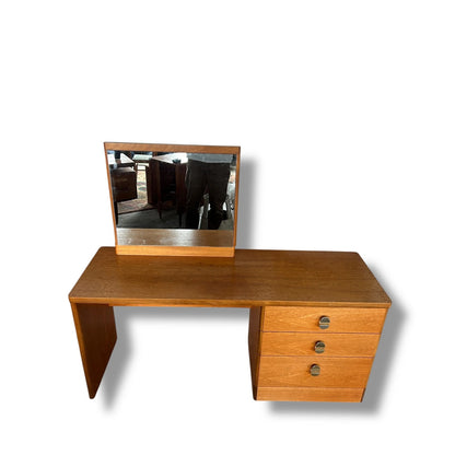 Vintage Stag Dressing Table with Mirror | Mid Century Modern Desk with Drawers