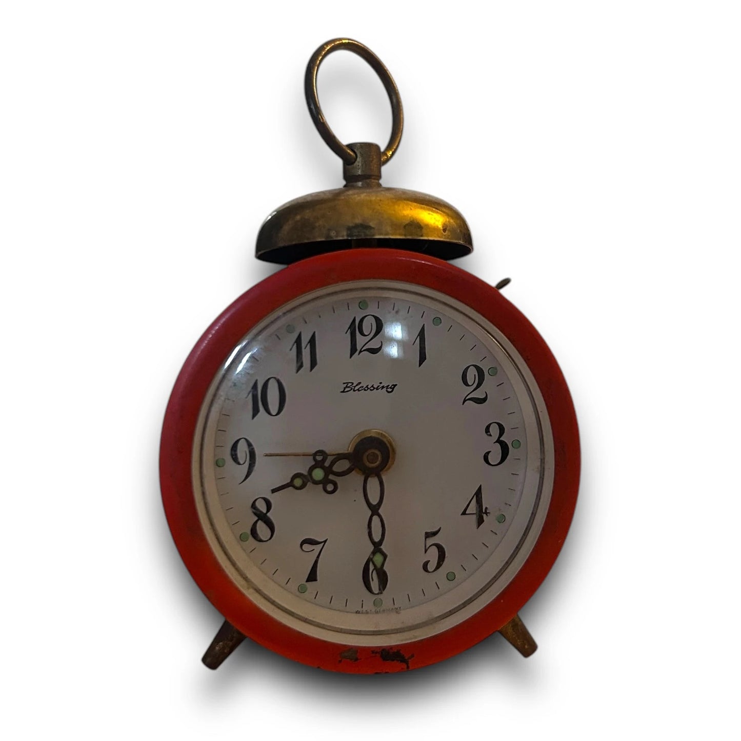 Vintage 1970s Blessing Orange Mini Alarm Clock