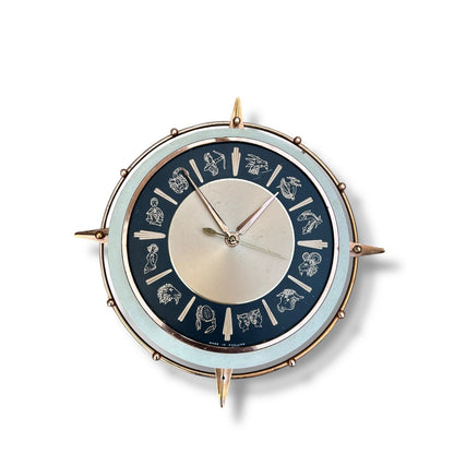 Vintage 1960s Metamec Starburst Zodiac Star Signs Wall Clock