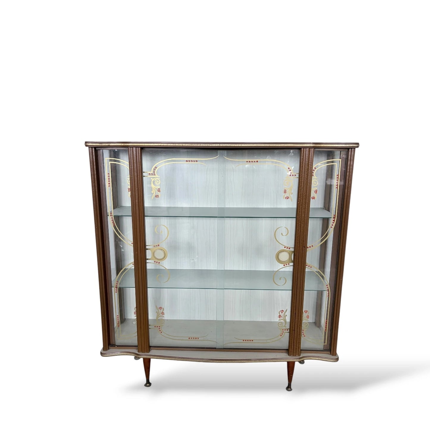 Formica Drinks Display Cabinet | Mid-Century Curved Glass Cocktail Bar