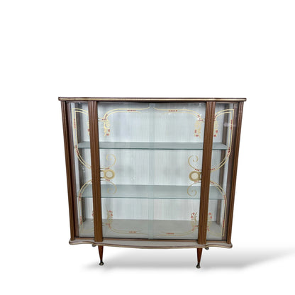 Formica Drinks Display Cabinet | Mid-Century Curved Glass Cocktail Bar